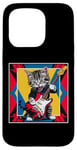 Coque pour iPhone 15 Pro Rétro Vintage Pop Art Chat Joue Guitare Electrique 80s 90s Art