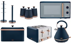 Tower Cavaletto Kettle Toaster Microwave & Kitchen Storage Set in Midnight Blue