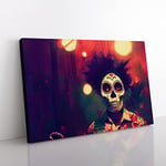 Day Of The Dead Man Canvas Wall Art Print Ready to Hang, Framed Picture for Living Room Bedroom Home Office Décor, 76x50 cm (30x20 Inch)