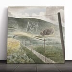 Big Box Art Canvas Print Wall Art Eric Ravilious The Wilmington Giant | Mounted & Stretched Box Frame Picture | Home Decor for Kitchen, Living Room, Bedroom, Hallway, Muli-Colour, 20x20 Inch