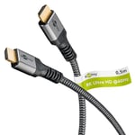 goobay 64999 Câble HDMI 2.1 Ultra High Speed/résolutions UHD jusqu'à 8K @ 60 et 4K @ 120 Hz/Rallonge HDMI pour PS5, Xbox, Apple TV 4k / Prises dorées empêchent la corrosion/Gris / 0,5 m