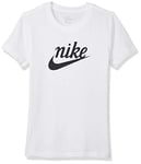 Nike W NSW Tee Varsity T-Shirt Femme, White/(Off Noir), FR : L (Taille Fabricant : L)