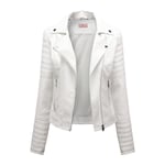 Veste Cuir Uni Moto Pour Femme Bomber Col Montant Similicuir Fit Grande Vêtements Xh459