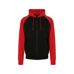 Just Hoods Baseball Zoodie - jacka - Jet Black/Fire Red - XXL