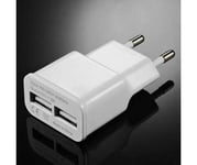 Adaptateur Secteur USB pour IPAD 4 Double Prise Murale 2 Ports Courant AC Chargeur Blanc (5V-2A) Universel