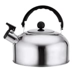3L Stainless Steel Whistling Kettle Stove Top Hob Home Camping Travel Teapot Whistle Tea Kettle Water Bottle-Silver