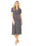 Mela London Mela Spot Print Midi Tea Dress, Navy