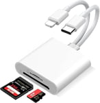 SD Card Reader for iPhone iPad,Micro SD Card Reader,Lightning&USB-C Dual Connect