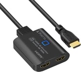 Hdmi Switch 4k 60hz Avec 60cm Fixed Hdmi Cable, Bi-Bidirectionnel Hdmi Splitter 1 In 2 Out, Hdmi Commutateur 2 In 1 Out, Hdmi 2.0 Switcher Support Hdcp 2.2 Hdr10 3d Pour Xbox Ps4 Hdtv Monitor