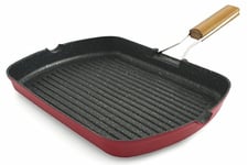 Galileo Casa 2192045 Grill 25 x 36 manche pieghinduzione Rouge, Rouge