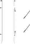 Stylet Tablette Magnétique Attraction 3 En 1 Pour Tablet, Smartphone - Stylo Tactile Universel Très Sensible Et De Haute Précision Avec 2 Embouts De Rechange (Blanc)[X248]