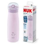 NUK Mini-Me Sip Toddler Cup , 9+ Months , 300 ml , Stainless Steel Water Bottle For Kids , Leak-Proof Toughened Spout , Shatter-Proof , Lilac Deer