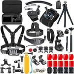 58-en-1 Kit d'accessoires pour caméra d'action Compatible avec GoPro Hero 11 10 9 8 7 6 5 4 Max Fusion Session Black Silver Insta360 DJI OSMO SJCAM APEMAN etc, Nouveau trépied amélioré