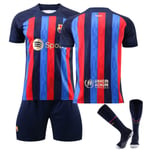 FC Barcelona Hemma Kit 2022/2023 Fotbollströja 3-delad Kit för Barn Vuxna zV XS(160-165CM)