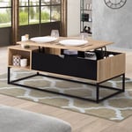 Table basse plateau relevable boston avec rangements design industriel