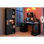 Les Tendances - parisot Gaming Ensemble bureau gamer + bibliotheque 2 portes - Decor noir