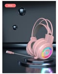 G58 G60 Gaming Headset 7.1 St¿r¿o SVirtual Surround Bass ¿couteur Casque avec Micro Lumiere LED pour Ordinateur PC Gamer Pliable-Rose_XINENGJI