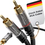 KabelDirekt – 5m Câble Y Cinch/RCA (1 x fiche RCA mâle vers 2 x fiches RCA mâle) PRO Series