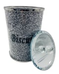 Luxury LARGE Silver Crushed Diamond Crystal Glass Biscuit Jar Storage Canister