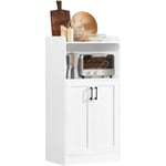 FSB47-W Desserte Micro-ondes Meuble de Cuisine Buffet Commode Armoire à Micro-ondes Placard 2 portes, 1 Compartiment Ouvert avec Passe-câble, Blanc