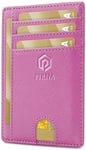 Porte Carte Bancaire Fin et Petit, Portefeuille pour Hommes et Femmes avec Pochette d'argent & Boîte-Cadeau, Porte-Cartes de Crédit RFID, Porte Carte Bancaire Anti Piratage pour Femme - Rose