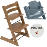 PAKKE, Stokke Tripp Trapp® chair + baby set – oak brown - Fjord Blue