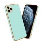 Coque pour Apple iPhone 13 PRO MAX en Glossy Vert Menthe - Or Housse de protection Étui en silicone TPU flexible et avec protection pour appareil photo - Neuf