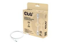 Club 3D - Thunderbolt-Kabel - 24 Pin Usb-C (Hane) Till 24 Pin Usb-C (Hane) - Usb4 / Thunderbolt 3 / Thunderbolt 4 / Thunderbolt 5 / Displayport 2.1 - 48 V - 5 A - 1.2 M - 4K540hz Stöd, 8K240hz Stöd, 16K60hz Stöd, Usb-Strömförsörjning (240W) - Vit