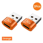 10a Usb3.0 Otg Adaptateur Type-C Adaptateur Connecteur Convertisseur Pour Macbook Pro Air Samsung Xiaomi Ordinateur Portable Usb-C Adaptateur Tipo C - Type Orange C-U 2pcs