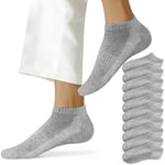 NUOZA Chaussettes Femme de 10 Paires Chaussette Basse Homme Courtes Soquettes Sport Coton Sockettes Respirant Mixte,Gris,39-42