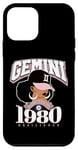 Coque pour iPhone 12 mini Gemini 1980 Perle Anniversaire Afro Zodiaque Reine