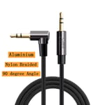 Jack 3,5 mm à angle droit Câble auxiliaire TRS Adaptateur audio stéréo Auxiliaire pour casque JBL Haut-parleurs de voiture Xiaomi Redmi MP3/4 Téléphone, tresse à angle droit - 0,45 m