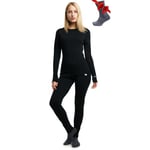 sous-Vêtements Thermiques Femme Laine Mérinos - Léger Merino sous Vêtement Thermique Femme, Respirante Laine Merinos Pantalon Bas Et Maillot De Corps Femme Ensemble Noir chiné 165, X-Large