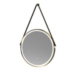 nuie LQ712 Salana Modern Bathroom Wall Hung Framed LED Touch Sensor Mirror, Brushed Brass