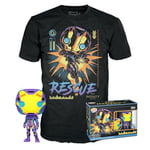 Funko Pop! & Tee: Marvel Blacklight - Rescue S - Small - (S) - T-Shirt - Vêtements avec Une Figurine en Vinyle à Collectionner - Idée de Cadeau - Jouets et Top à Manches Courtes pour Les Adultes