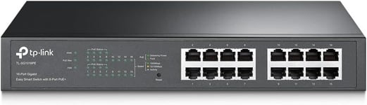 Tl-Sg1016pe Smart Switch Gigabit Easy 16 Ports Avec Poe+ 8 Ports, Jusqu'à 30 W Par Port Et 150 W Au Total, Ports Rj-45 Blindés, 802.3af/At, Plug And Play, Avec Ventilateur[Pho064358]