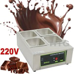 220V 1000W Electric Fondue Melter Melt Heating Chocolate Melting Machine 4 Tanks