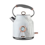 Tower Bottega T10020WMRG 3kW Stainless Steel Kettle with Quiet Boil, Temperature Dial and Boil Dry Protection, 1.7L, 3kW