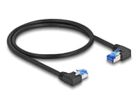 Delock - Patch-Kabel - Rj-45 (Hane) Vänstervinklad Till Rj-45 (Hane) Högervinklad - 50 Cm - 6 Mm - S/Ftp - Cat 6A - Stiftkoppling: 1:1, Halogenfri, Upp Till 10 Gbps Dataöverföringshastighet - Svart