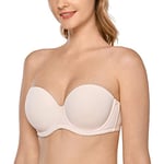 DELIMIRA Femme Soutien Gorge sans Bretelles Grande Taille Bandeau à Armature Bretelle Multiple Rose Blanc 95D