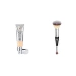 Lot de IT Cosmetics, Crème CC+ Anti-Âge Your Skin But Better, Haute Couvrance, Waterproof, Fini Naturel, 32 ml, Teinte : Light + IT Cosmetics, Heavenly Luxe #7, Pinceau Double Embout