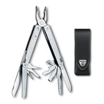 Victorinox Swiss Tool Couteau de Poche Suisse, Multitool, 26 Fonctions, Tire Bouchon, Lame Fixe, Etui, Argent