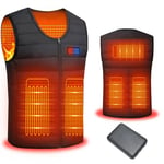 Mincoo Gilet Chauffant, Chauds Veste Chauffante Homme Femme avec 5V 10000 mAh Batterie, USB Veste Chauffante d'hiver pour Extérieur, Moto, Camping, Ski Extérieur Pêche et Randonnée,Noir,M