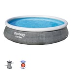 Bestway Piscine hors sol ronde Fast Set - Décor rotin gris Diamètre 396 cm Hauteur 84