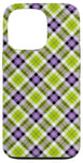 iPhone 13 Pro Purple Green Plaid Halloween Plaid Fall Autumn Pumpkins Case