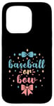 Coque pour iPhone 15 Pro Baseball or Bow Sexe Révéler Future Parent Papa Maman