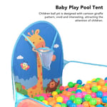 Kids Ball Pit Folding Cartoon Giraffe Baby Play Pool Tent With Basketball Hoop F