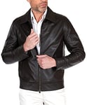 D'Arienzo Veste Cuir Marron Homme Agneau Veritable Blouson Moto Biker Motard Col Chemise Véritable Cuir Made in Italy Marlon Cam 56/3XL/Marron