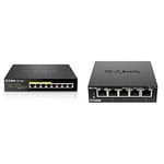 D-Link Switch 8 ports Gigabit POE 10/100/1000mbps - Idéal partage de connexion et mise en réseau Small Office Home Office(DGS-1008P) & Switch 5 ports Gigabit metallique 10/100/1000mbps