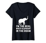 Womens Real White Elephant In The Room White Elephant V-Neck T-Shirt